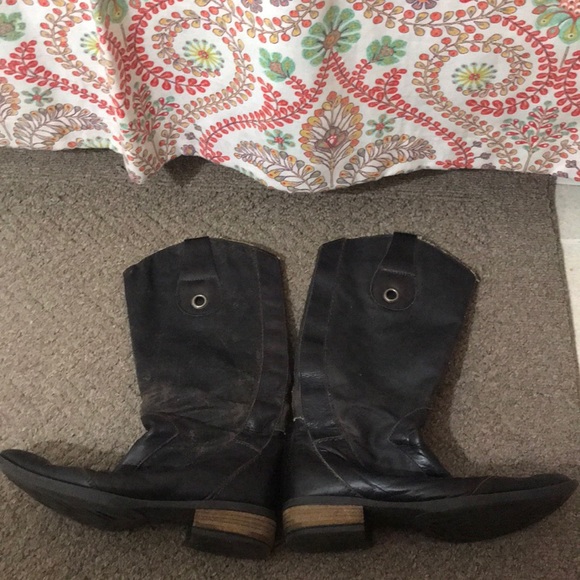 Black Leather and Canvas Western Boots, 37 - Picture 4 of 4
